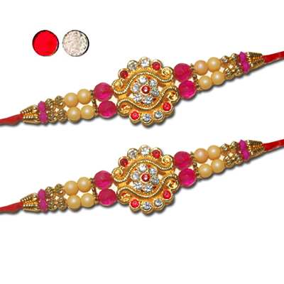 "Designer Fancy Rakhi - FR- 8130 A - Code 054   (2 RAKHIS) - Click here to View more details about this Product